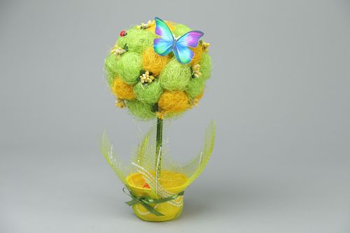Green and yellow sisal topiary - MADEheart.com