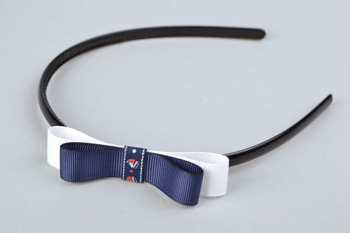 Handmade headband with rep ribbon bow - MADEheart.com