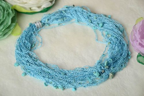 Beautiful handmade crochet necklace beaded necklace design artisan jewelry - MADEheart.com