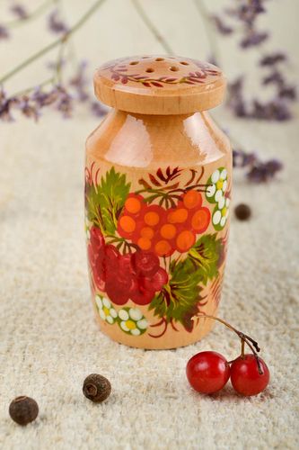 Petite salière faite main Pot à sel Vaisselle en bois peinte originale - MADEheart.com