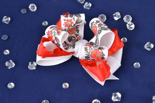 Nœud en rubans de reps à motif original fait main pour créer barrette soi-même - MADEheart.com