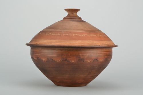 Clay pot with lid kilned with milk 3000 ml - MADEheart.com