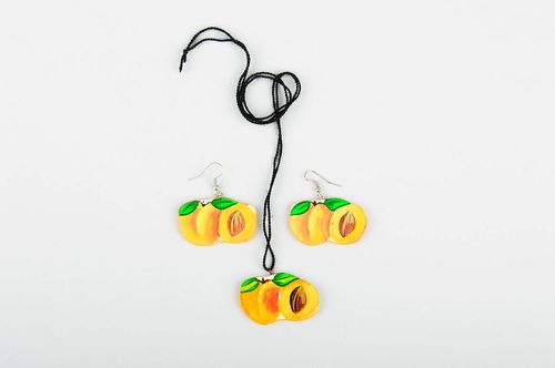 Schmuck Set handmade Frauen Ohrringe Damen Anhänger Mode Accessoires in Gelb - MADEheart.com