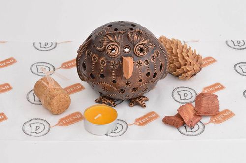 Ceramic candle holder handmade candlestick owl holder for candles cool gift - MADEheart.com