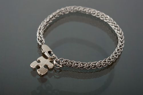 Handmade woven chainmail metal bracelet Puzzle - MADEheart.com