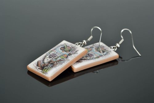Polymer clay earrings Eagle Owl - MADEheart.com