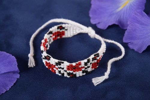 Wide handmade bracelet stylish accessories made of beads interesting jewelry - MADEheart.com