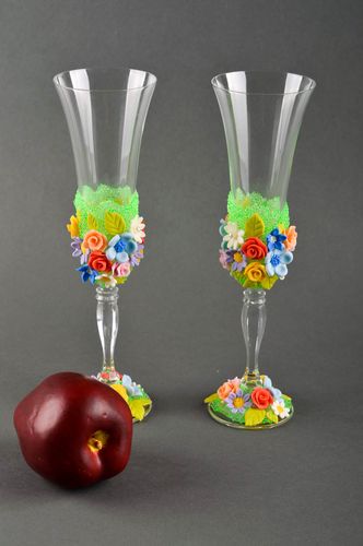 Handmade champagne glasses bright wedding glasses wedding glass ware ideas - MADEheart.com