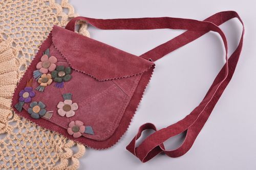 Сумка ручной работы сумка через плечо красивая кожаная сумка бордовая с цветами - MADEheart.com