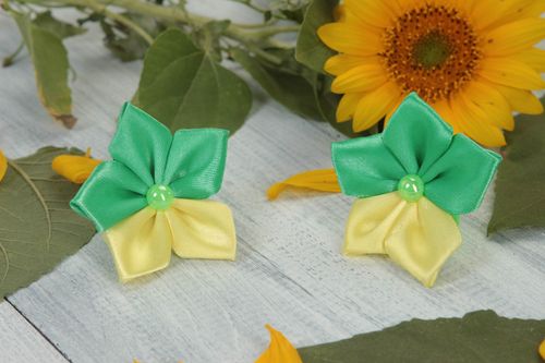 Handmade Blumen Haargummi Set Mädchen Haarschmuck Haargummi Blume 2 Stück - MADEheart.com