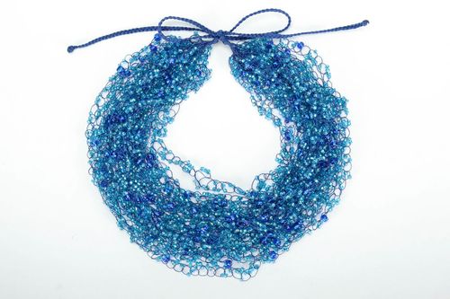 Bead necklace Azure-gray - MADEheart.com