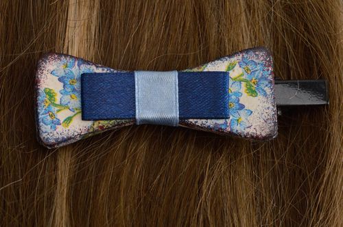 Blaue Haarspange Schleife handmade Designer Schmuck Accessoire für Haare - MADEheart.com