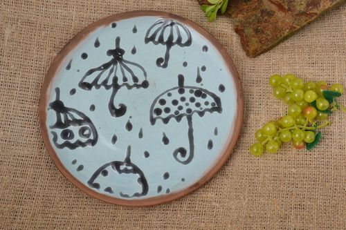 Handmade clay dish ceramic plate handmade tableware accessory for home  - MADEheart.com