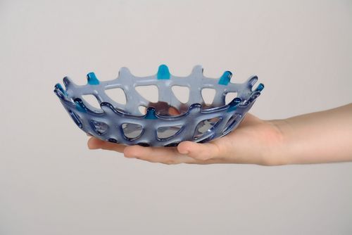 Teller aus Glas Blaue Spitze - MADEheart.com