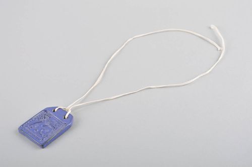 Handmade Anhänger aus Ton schöner Halsketten Anhänger Damen Modeschmuck blau - MADEheart.com