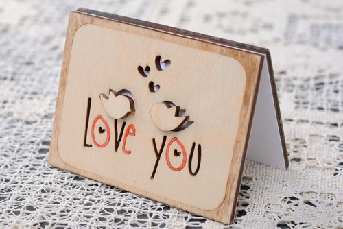 Wooden St. Valentines day greeting card - MADEheart.com