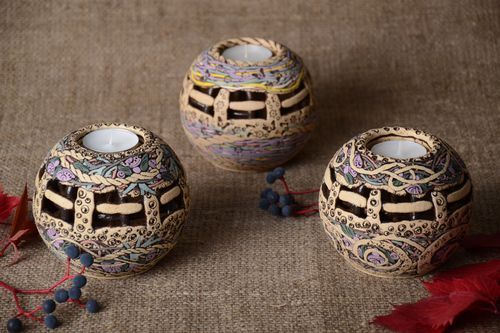 Deko Kerzenhalter handmade Haus Deko tolles originelles Geschenk Set 3 Stück - MADEheart.com