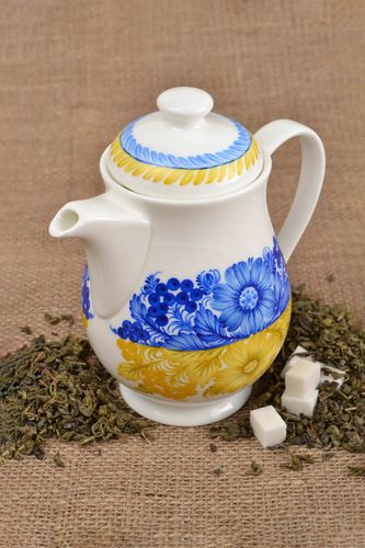 Handmade kettle painted teapot unusual dishes festive table decoration - MADEheart.com