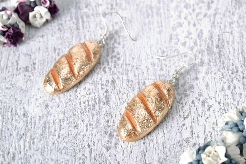 Earrings Golden Long Loaf - MADEheart.com