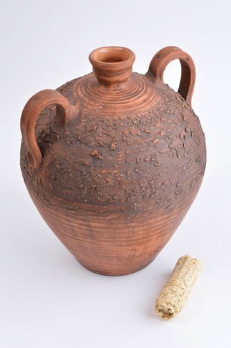 80 oz red lead-free clay old fashion style wine pitcher great pottery gift 11, 3,13 lb - MADEheart.com