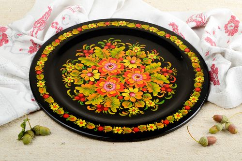 Bright handmade wooden plate wall plate design wall hanging decorative use only - MADEheart.com