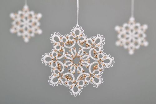 Christmas tree decoration Golden snowflake - MADEheart.com