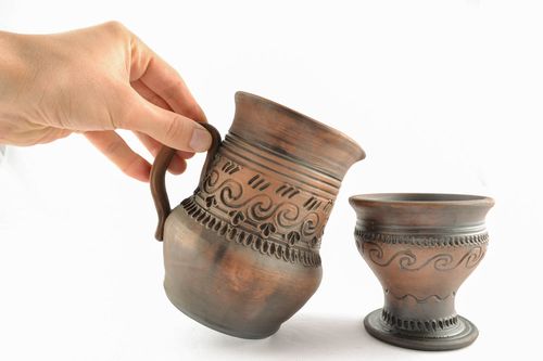 Conjunto cerámico: jarro y vaso  - MADEheart.com