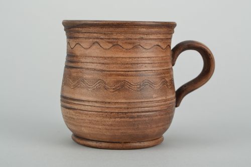 13 oz clay brown coffee cup with handle and rustic classic style - MADEheart.com