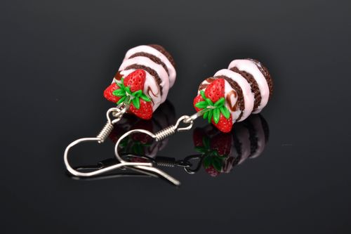 Polymer clay earrings in the shape of cakes - MADEheart.com