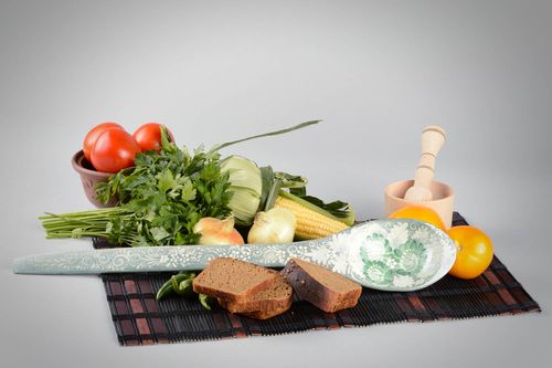 Eco friendly wooden spoon painted kitchen cutlery home interior decor use only - MADEheart.com