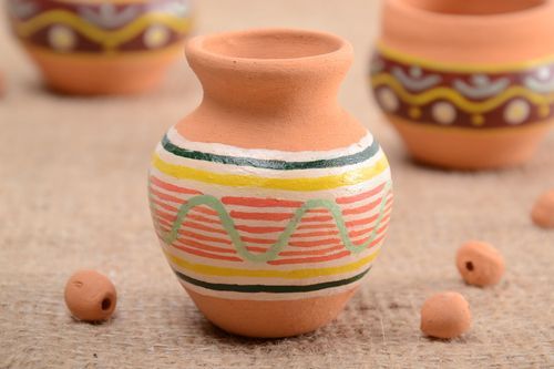 Petit vase décoratif en argile fait main avec peinture joli original 8 cl - MADEheart.com