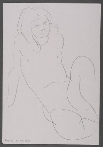 Croquis au crayon femme nue Amie  - MADEheart.com