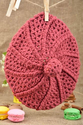 Cappello a maglia fatto a mano accessorio da bambine originale basco bello - MADEheart.com