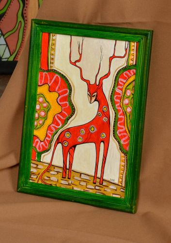 Wall hanging painted with acrylics on wood chipboard Deer - MADEheart.com