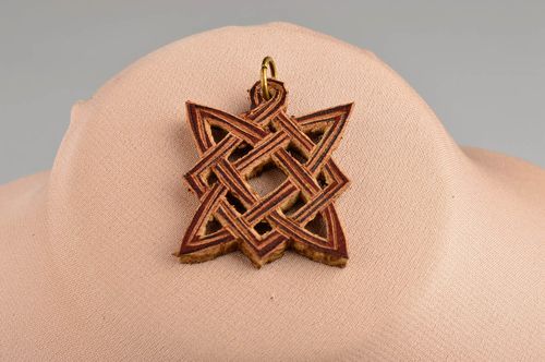 Handmade pendant in ethnic style designer leather pendant unusual jewelry - MADEheart.com