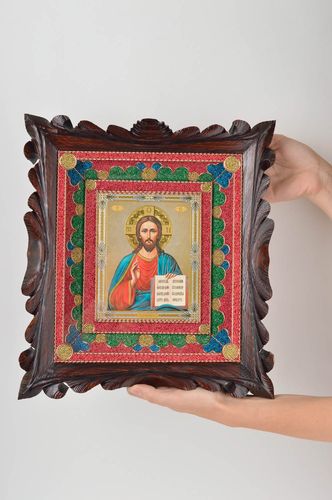 Handmade icon orthodox icon framed icon of Christ icon of saints unusual gift - MADEheart.com