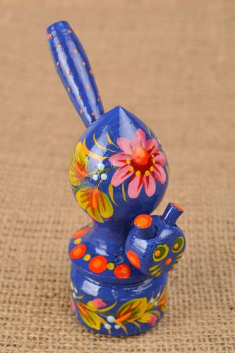 Handmade Souvenir Lippenpfeife aus Holz mit Petrykivka Malerei - MADEheart.com
