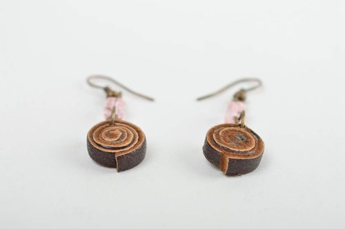 Handmade designer leather earrings unusual earrings with charms cute jewelry - MADEheart.com