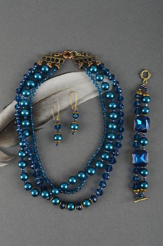 Handmade jewelry set of necklace bracelet and earrings unique present for woman - MADEheart.com