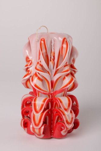 Handmade tall candle Christmas decor paraffin carved candle souvenir ideas - MADEheart.com