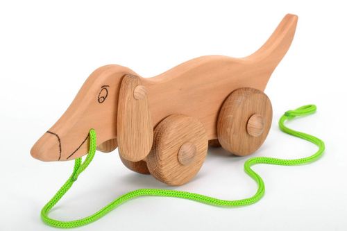 Wooden toy on wheels Dachshund - MADEheart.com