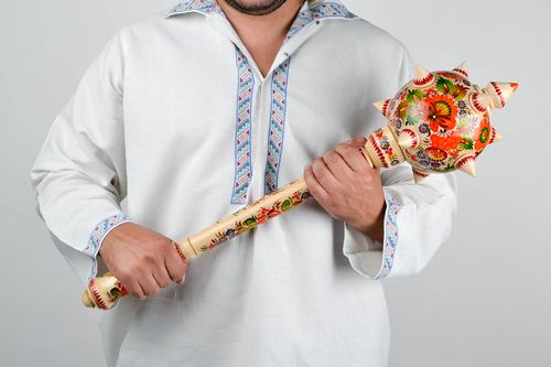 Painted wooden mace handmade folk weapon wooden weapon decorative use only - MADEheart.com