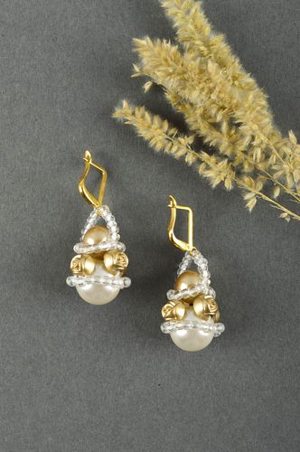 Handmade beaded earrings designer stylish earrings unusual elegant jewelry - MADEheart.com