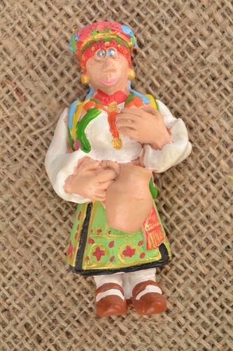 Clay fridge magnet The Hutsul Woman with Pitcher  - MADEheart.com