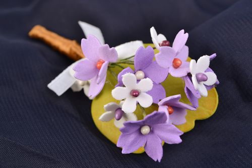 Handmade boutonniere with forget-me-not flower made of foamiran for groom - MADEheart.com