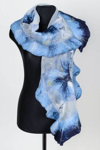 Очаровательный длинный шарф из шифона 100% шерсти и шелка ручной работы - MADEheart.com