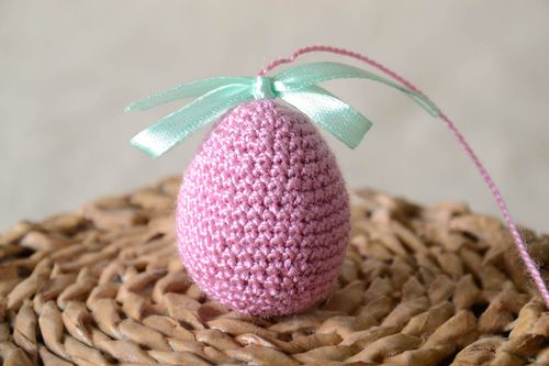 Unusual handmade crochet Easter egg Easter interior decorating wall hanging - MADEheart.com