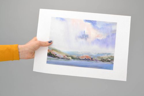 Watercolor painting Coast - MADEheart.com