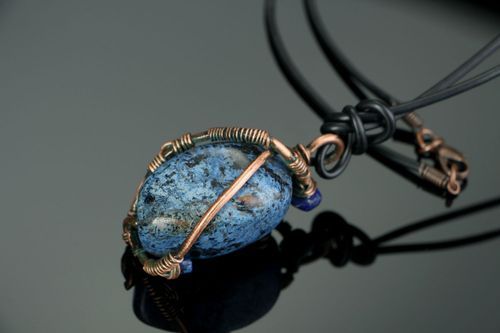 Copper pendant with natural stones - MADEheart.com