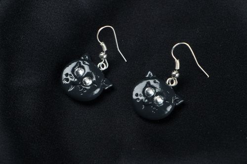 Earrings made of polymer clay Cat - MADEheart.com